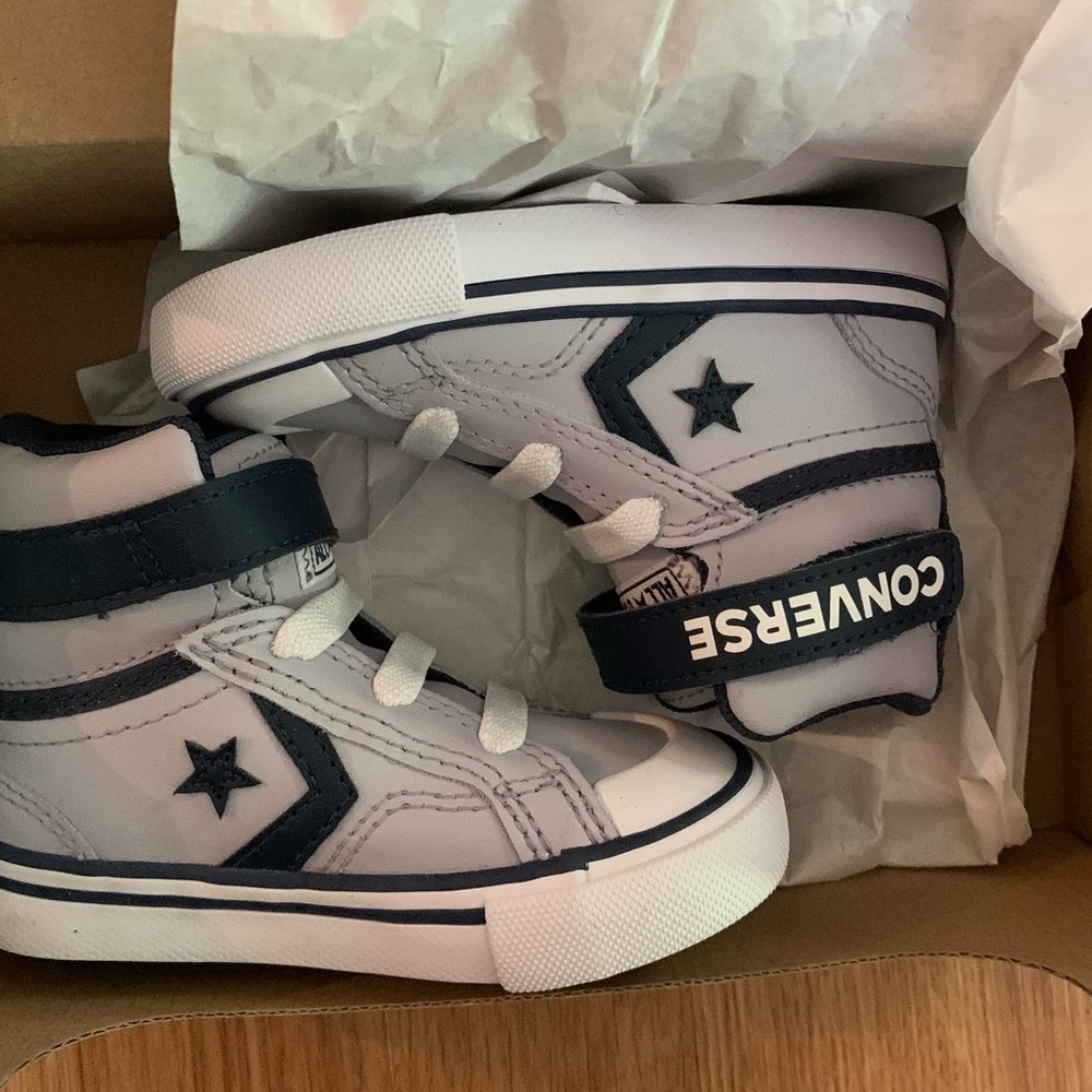 Converse Kids High-Top Sneakers - White and Dark Blue